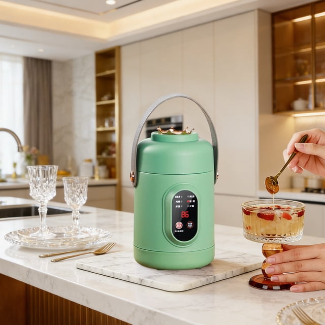 Multifunctional Portable Slow Cooker With Ceramic Glaze Inner And Steamer For Cooking Soup Rice Porridge