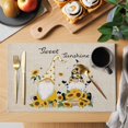 thumbnail image 2 of Yellow Sunflower Placemats Set of 6, Gnomes Elegant Pastoral Vintage Art Rustic Placemats for Dining Table, Place Mats for Kitchen Tabletop, Waterproof Wipeable Dining Table Mats Set, 2 of 9