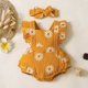 thumbnail image 2 of Gibobby Mameluco polar Ropa para niña recién nacida, conjunto de de tela crepé con estampado de margaritas, conjunto de 2 piezas para niña pequeña(Dolado, 6-9 Meses), 2 of 5