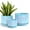 Rainbow Pearl Glaze Blue, variant on BUYMAX 4+5+6 Inch Set of 3 Ceramic Plant Pots, White, Nature Flower Pots with Drainage Hole and Tray Indoor Planter Pots