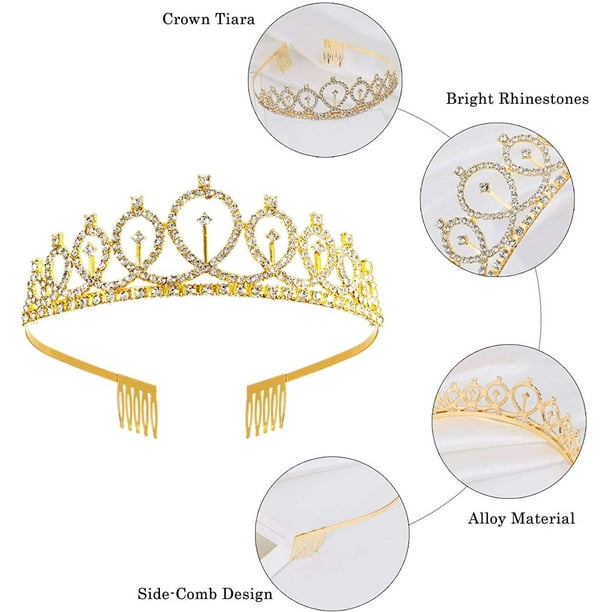 Décoration de gâteau couronne or et argent, diadème élégant, décor