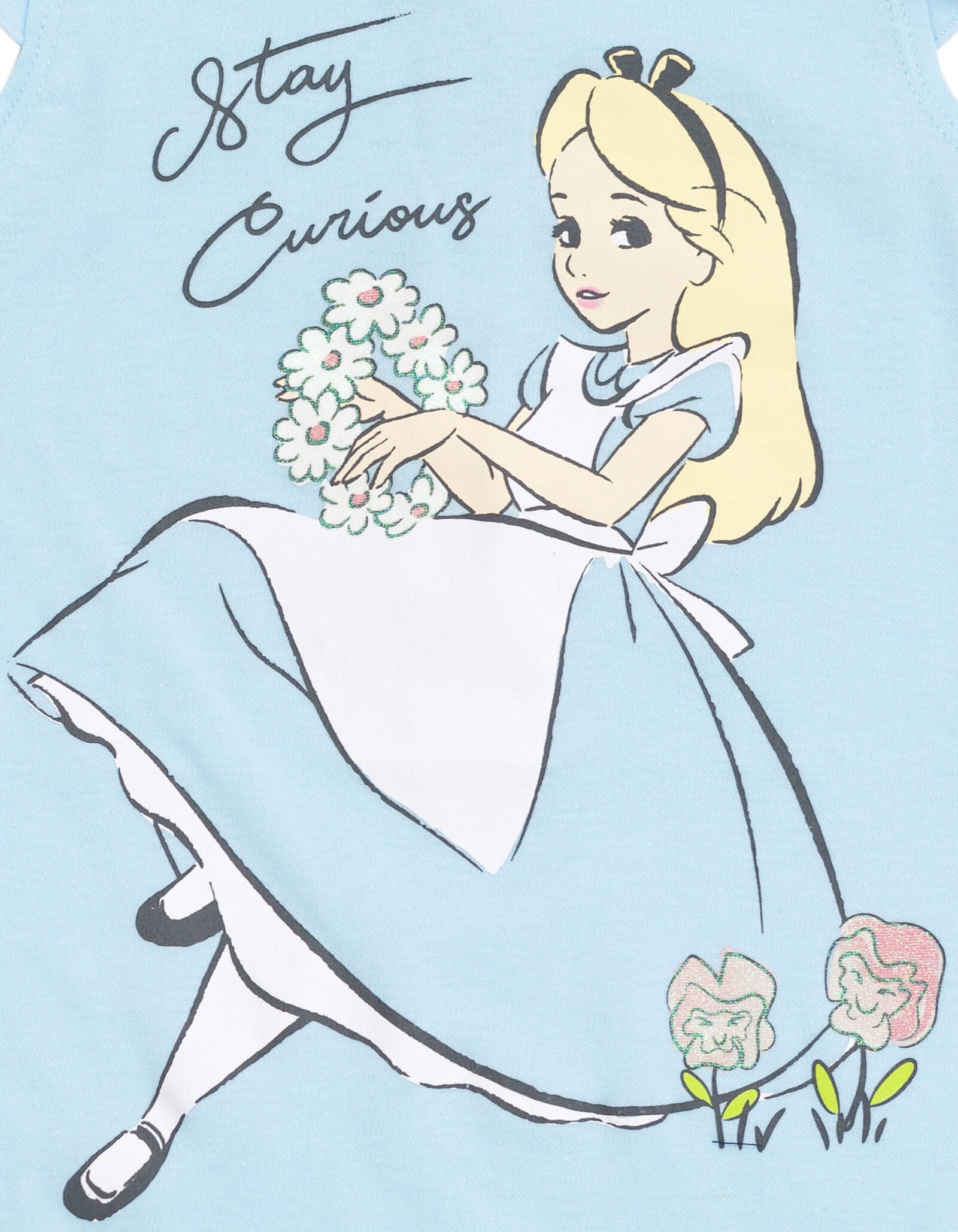 Disney Alice in Wonderland Baby Girls' 2-Piece Sleeveless Romper and Headband Set Alice Light Blue