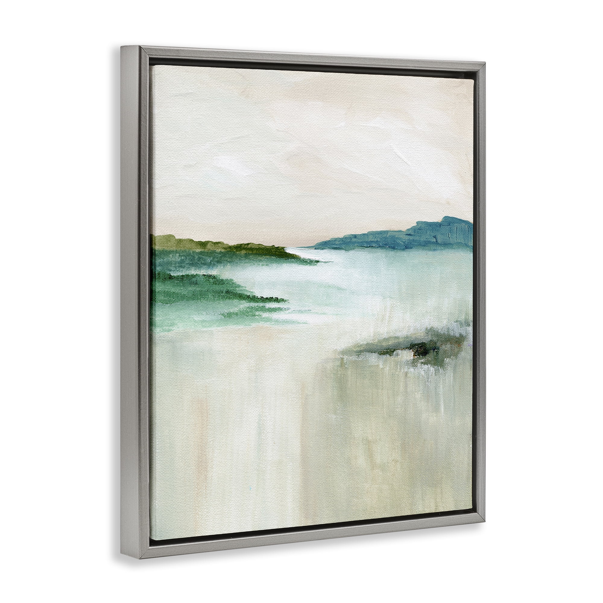 Stupell Industries Blue Tone Misty Landscape Landscape & Nature Painting Gray Floater Framed Canvas Art Print Wall Art, 25 x 31