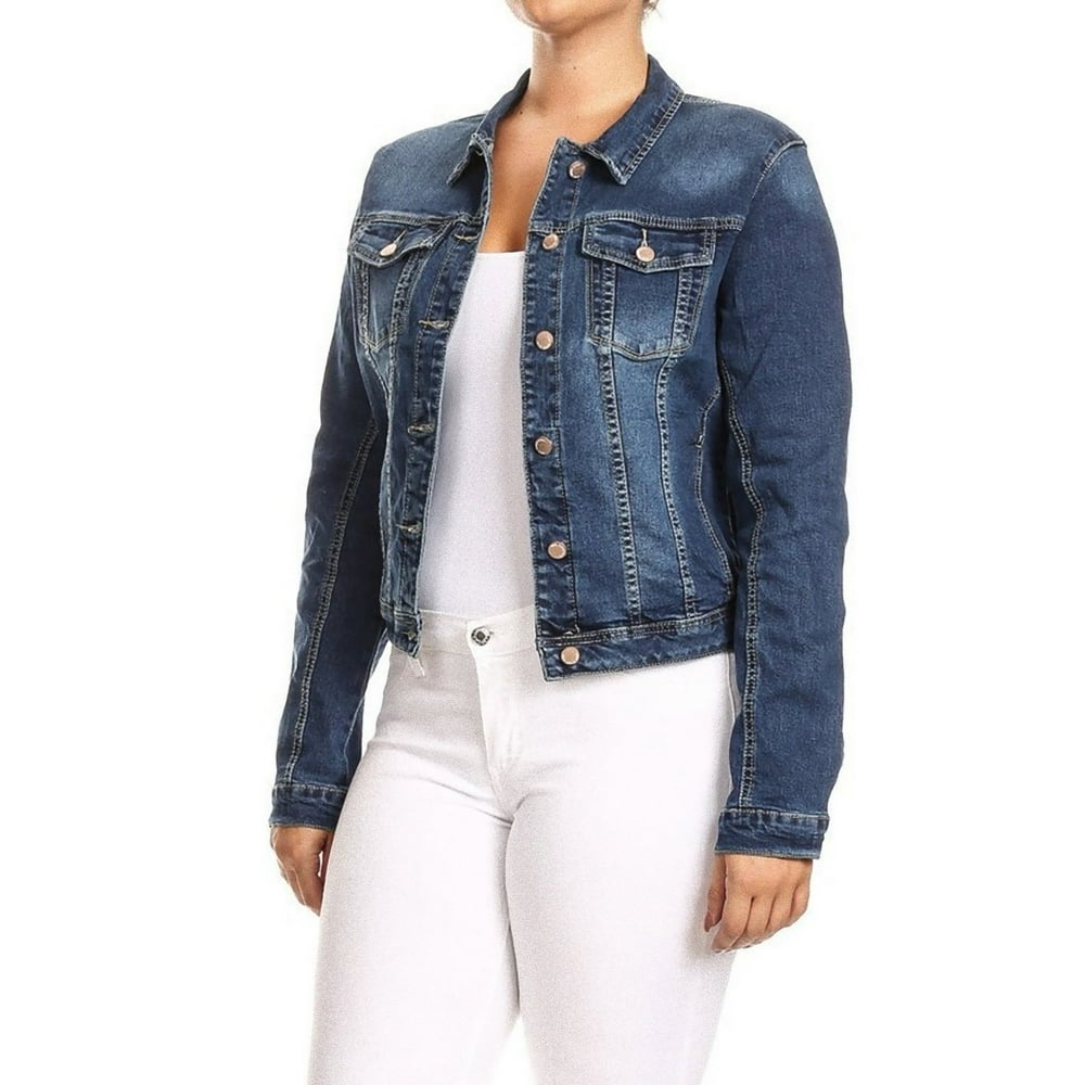 Fashion2love - JKT102PS - Women's Plus Size, Premium Denim Jackets Long ...