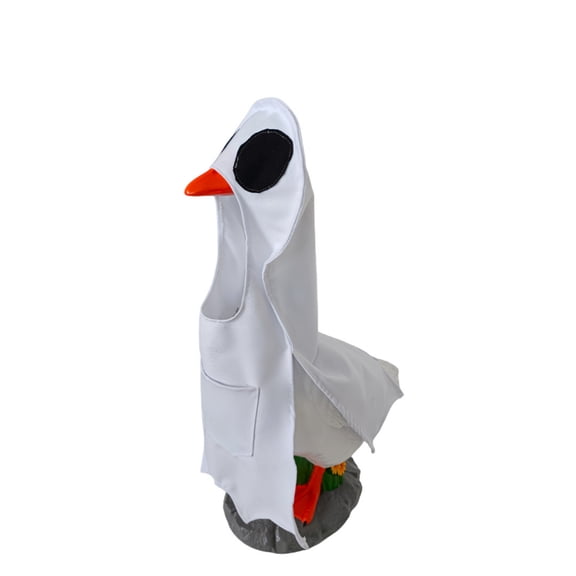 Halloween Ghost Costume for 23 Inch Porch Goose Statue,Ghost Cloak with Candy Pocket,Fall Lawn Outdoor Decor Outfit