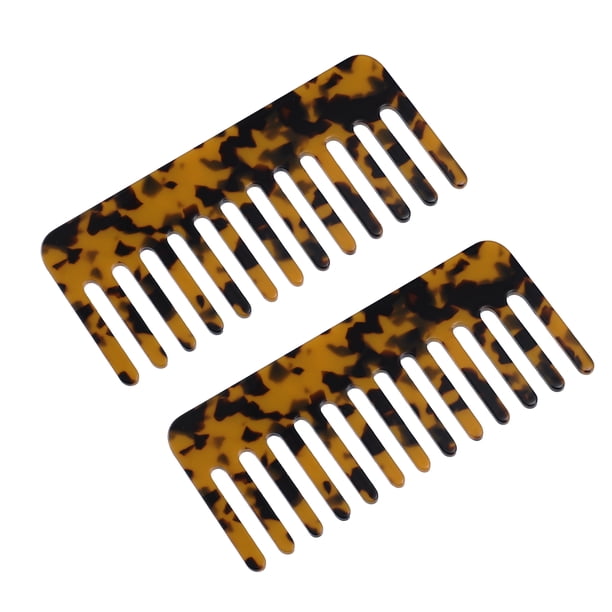 Peine antiestático para el cabello, 2 uds., diente ancho para cabello grueso y rizado, peine para desenredar el cuidado del cabello, 2,5mm de grosor, marrón