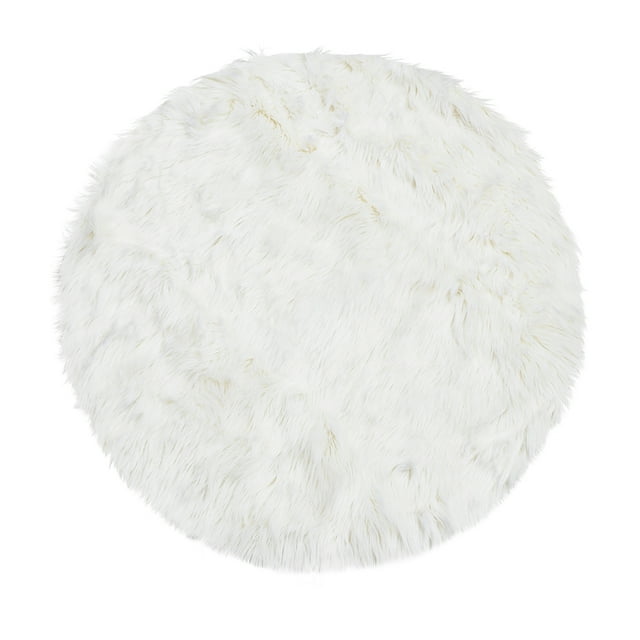 Alfombra de Piel Oveja Falsa uxcell 60 x 60cm Redondo Blanco