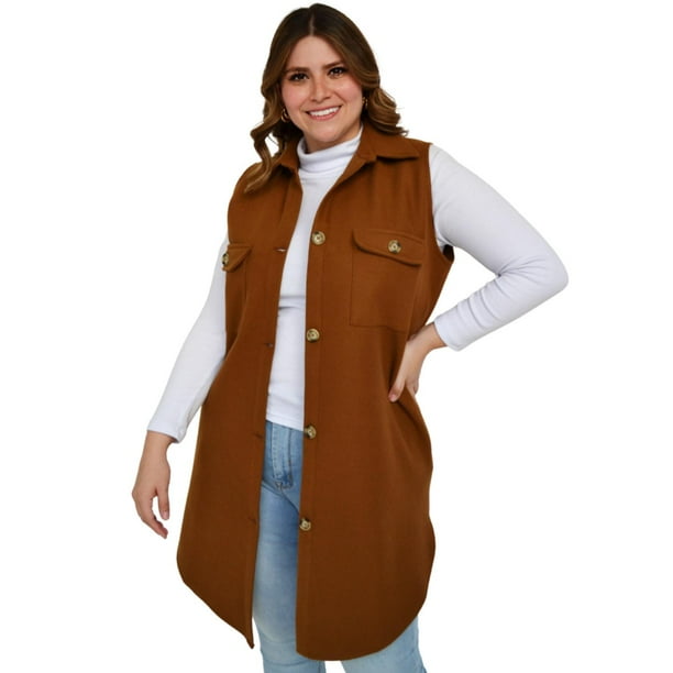 Abrigo diseño chaleco Roman Fashion/Tallas Extras, 7051 (Caramel) cafe 40 Roman Fashion CH-ST-7051-CAFÉ-ALL
