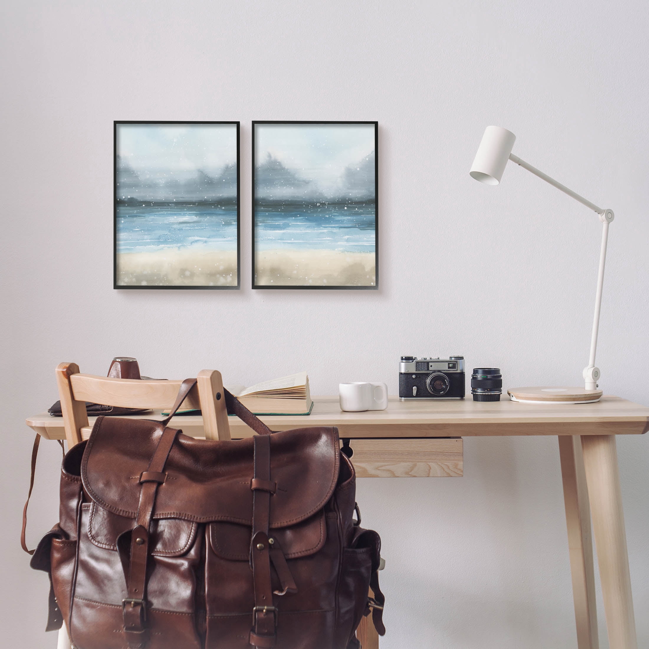 Stupell Industries Stormy Coastal Ocean Waves Graphic Art Black Framed Art Print Wall Art, Set of 2, Design by Grace Popp