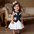 thumbnail image 5 of Girls O-neck Sleeveless Bow Vest Top with White Pleated Skirt 2 Piece Formal Dress Set Outfit Set, 5 of 5