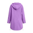 thumbnail image 4 of Fmbrln Womens Length Zip Up Hoodies Long Sleeve Solid Color Tunic Sweatshirt Fall Winter Drawstring Casual Outerwear Purple L, 4 of 5
