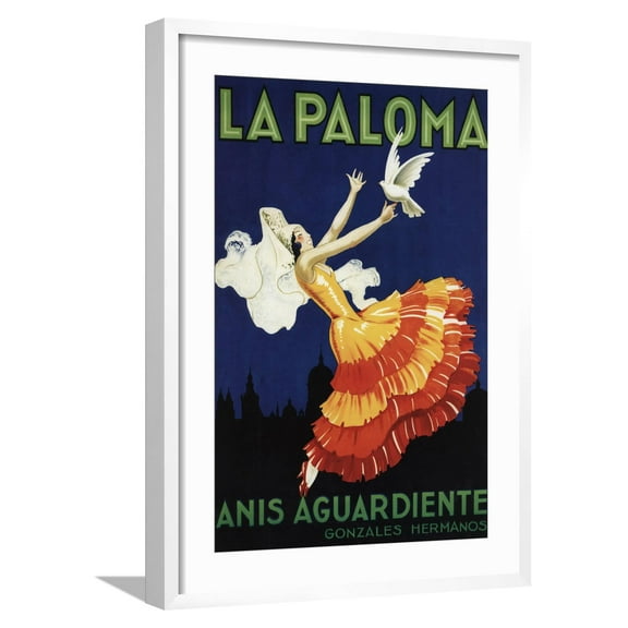 Art.com Spain - La Paloma - Anis Aguardiente Promotional Poster Art Print by Lantern Press, White Frame Wall Art, 21" x 29"