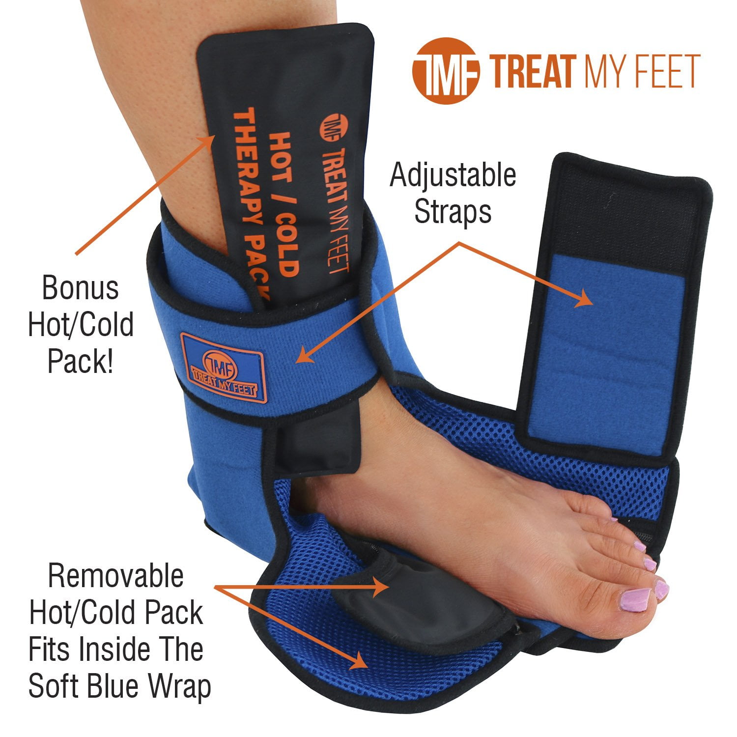 Foot & Ankle Pain Relief Hot/Cold Boot Foot Wrap - Effectively Relieve Foot and Ankle Aches & Pains Using Compression Gel Wrap - Heated or Cooled, Extra Ice Pack, For Men and Women - FDA Registered
