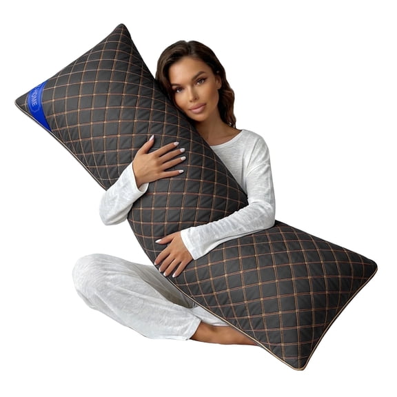 Galenzoov 20×54 inch Full-Length Body Pillow with Shredded Memory Foam - Offering Adjustable Firmness & Height for Personalized Comfort, Ideal for Side Sleepers and Maternity Support, Grey