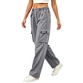 thumbnail image 2 of Smsaxvxz Quick Dry Cargo Pants for Women Casual Drawstring Elastic Waisted Trousers with Multi Pockets Gray L, 2 of 5