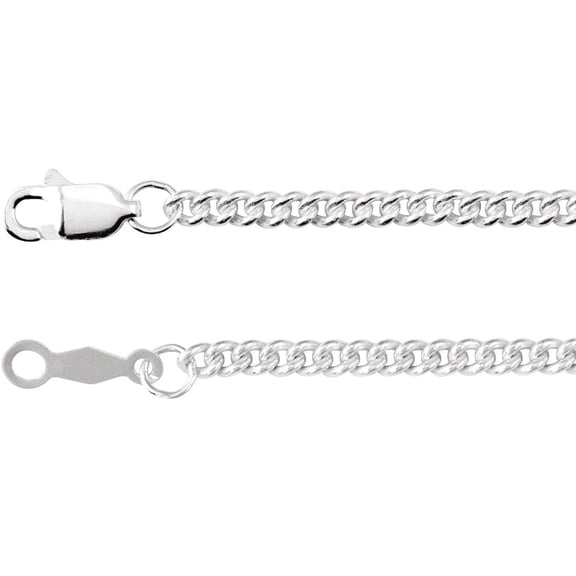 925 Sterling Silver 2.25mm Curb 18 Inch Chain Necklace Chain Necklace for Women and Men - 6.9 Grams