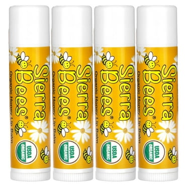 Sierra Bees Organic Lip Balms, Honey, 4 Pack, 0.15 oz (4.25 g) Each