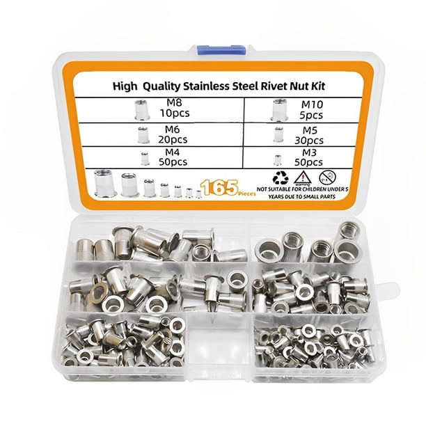 tredstone 165 Pieces/Box Universal Screw Bolts Assembly Stud Rivet Nut ...