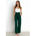 thumbnail image 2 of Womens Wide Leg Palazzo Pants Belted High Waisted Business Casual Flowy Long Trousers with Pockets Dark Green M, 2 of 7