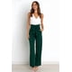 thumbnail image 4 of Pantalones Palazzo de Pierna para Mujer, con Cinturón, Cintura Alta, Informales, Holgados, Largos y con Bolsillos. Verde Oscuro S, 4 of 9