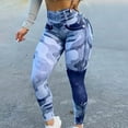 thumbnail image 2 of Lovskoo 2024 Womens Faux Denim Scrunch Yoga Pants Printed Workout Leggings Butt Lifting Pants Blue, 2 of 7