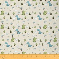 Castle Fairy Cartoon Dinosaur Fabric by the Yard 1 Yard,Jungle Animal Home Decor Fabric by the Yard,Kawaii Wildlife Room Decor Fabric by the Yard,Luxury Kids Bedroom Decor