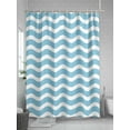 thumbnail image 5 of Fsddascl Blue White Shower Curtain Set - Extra Long 72" x 96" Bathtub Curtain with 12 Hooks, Modern Abstract Waves Water Ripple Striped Waterproof Fabric Stall Shower Curtains for Bathroom/Bathtub, 5 of 6