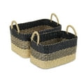 thumbnail image 5 of Contemporary Home Living Set of 2 Beige and Black Galla Weave Rectangular Basket, 15", 5 of 6