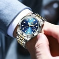 thumbnail image 6 of OPK Watches for Men Stainless Steel Business Dress Luxury Big Large Face Waterproof Quartz Analog Mens Watches with Date Wrist Men Watch Reloj para Hombre (Gold/Blue/Black Dial), 6 of 12