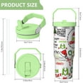 thumbnail image 4 of 30oz Stainless Steel Tumbler with Lid and Straw,Spill Proof Travel Cup Double Wall Vacuum Insulated Coffee Mug with Top Handle Light-green, 4 of 7
