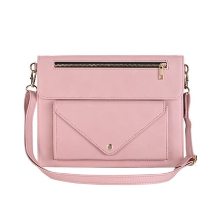 TECH CIRCLE Business Case for iPad Pro 11 Inch 4th/3rd/2nd/1st Gen,Premium PU Leather Folio Stand Cover with Pencil Holder Zipper Pocket Bag Shoulder Hand Strap Protective Case for iPad Air 4/5,Pink