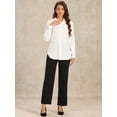 thumbnail image 4 of DARING DIVA Women's Side Slit Long Sleeve Button Down Tops XL White, 4 of 6