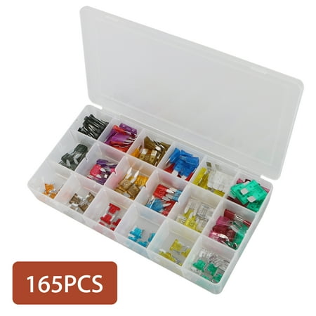 Waterproof 40a Fuse Holder - 165-pack ATC Low Profile Mini Blade Fuse Auto Car Truck Fuses Assortment Kit (1A, 2A, 3A, 4A, 5A, 7.5, 10A, 15A, 20A, 25A, 30A, 35A, 40A)