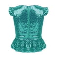 thumbnail image 2 of Xnihocha Kids Girls Sparkly Sequins Mermaid Shirt Top Short Sleeves Carnival Birthday Party Jazz Dance Clothes Lake Green 6, 2 of 5