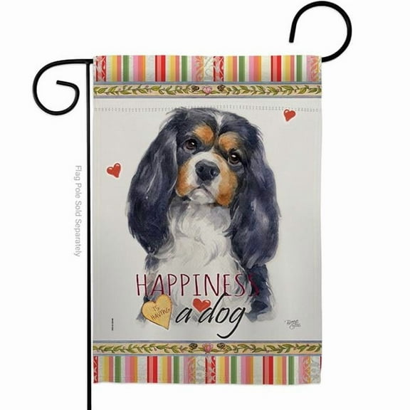 Breeze Decor G160155-BO 13 x 18.5 in. Dog Cavalier Spaniel Happiness Double-Sided Decorative Vertical Garden Flag