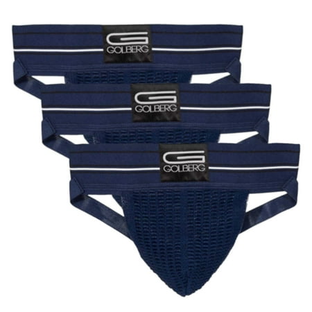 Golberg Premium Men's Athletic Supporters - 3 Pack Jock Strap Underwear with Contoured Waistband - Multiple Sizes and (Best Athletic Mens Underwear)