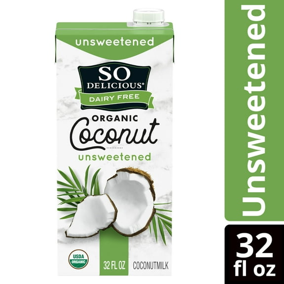 So Delicious Dairy Free Shelf Stable Vegan and Gluten Free Unsweetened Organic Coconut Milk Carton, 32 fl oz
