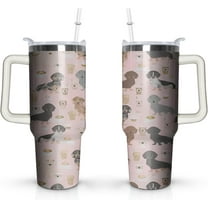 Dachshund Tumbler 40 Oz Gifts For Women Men with Lid and Straw Dog Stainless Steel Cup Insulated Travel Coffee Mug Office