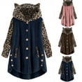 thumbnail image 5 of Chaqueta de lana para mujer Abrigos de imitación Sudadera con capucha Botón Sudadera con capucha Bolsillo con orejas de gato Prendas de vestir de gran tamaño Fridja  po268, 5 of 5