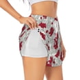 thumbnail image 2 of Bixox Women's Leaves And Anemone Flowers In Red Grey pattern 2 in 1 Running Shorts - Lightweight Athletic Workout Gym Yoga Shorts Liner with Pockets - Large, 2 of 7