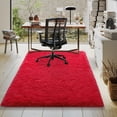 thumbnail image 3 of Janvonne Fluffy Red Area Rug for Bedroom Living Room Soft 4x6 Fuzzy Rugs Non-Shedding Indoor Plush Rug for Nursery Kids Room Dorm Room Home Decor, High Pile Shaggy Floor Carpets, 3 of 8