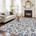 thumbnail image 2 of Large Area Rugs for Living Room Bedroom, Light Blue Floral 6'x9' Rug Washable Carpet Runner Indoor Outdoor, Rustic Vintage Flowers Botanical Spring Non Slip Floor Mats Rug for Kitchen, Playroom, 2 of 8