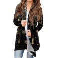 thumbnail image 2 of Women's Fashionable Loose-Fit Casual Cardigan with Christmas Print Mid-Length Coat for Holiday Outfits and Comfortable Wear,Black,L, 2 of 7
