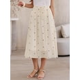 thumbnail image 4 of DARING DIVA Women's Elastic Waist Polka Dots Midi Skirts Small Beige, 4 of 6