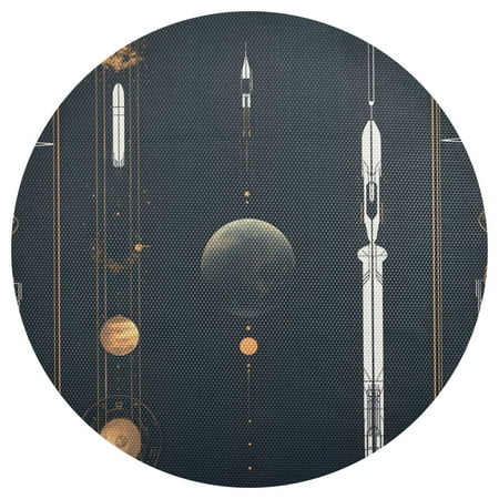 

Rocket Launch Pattern 15.4in Diameter PVC Plate Mat Heat-Resistant and Cuttable Kitchen Decor