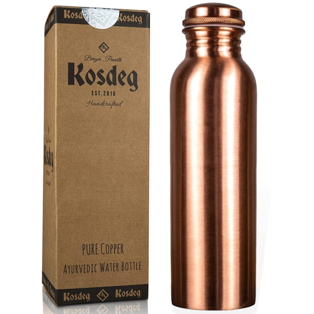 Botella de agua Kosdeg Copper de 1 litro/34 oz hecha a mano a prueba de fugas