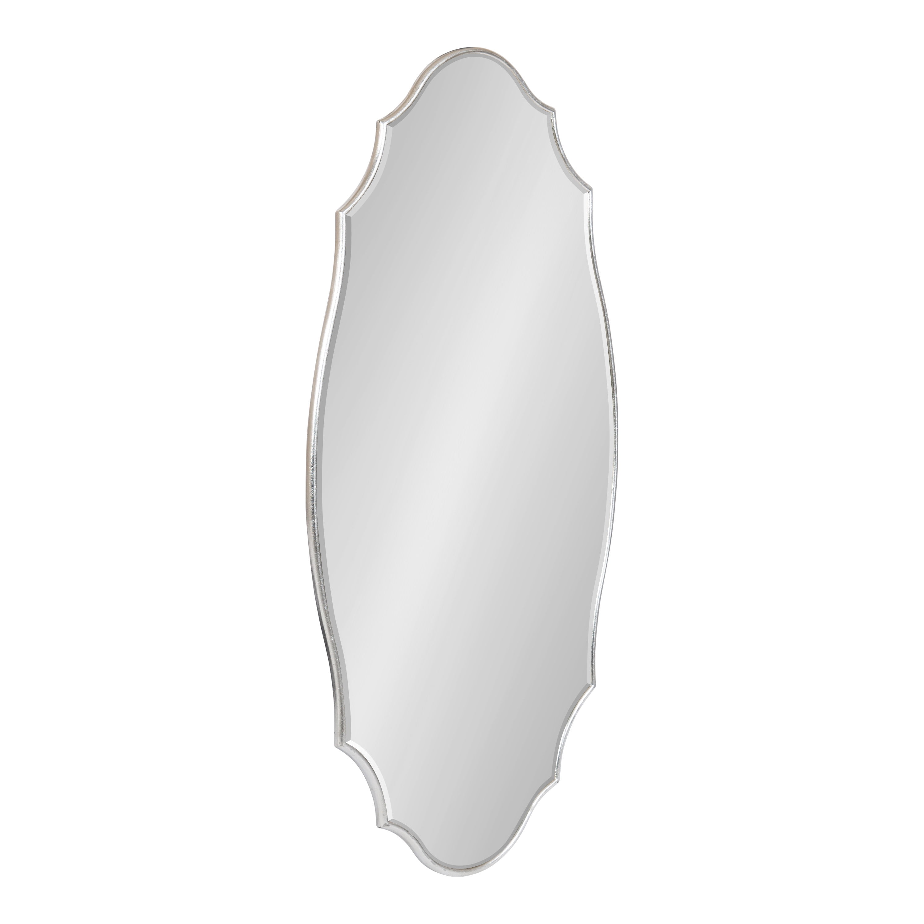 Kate and Laurel Leanna Modern Decorative FullLength Scalloped Oval Wall Mirror, 20 x 42, Silver