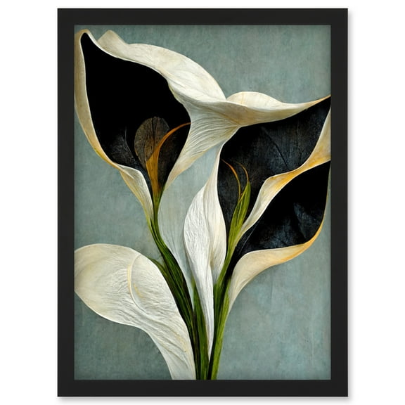 White Calla Lily Flower Pistil Bouquet Elegant Artwork Framed Wall Art Print A4