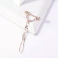 thumbnail image 4 of HOOUN 2Pcs Rosegold Stainless Steel Chain Crystal Nipple Rings Dangle bell, 4 of 5