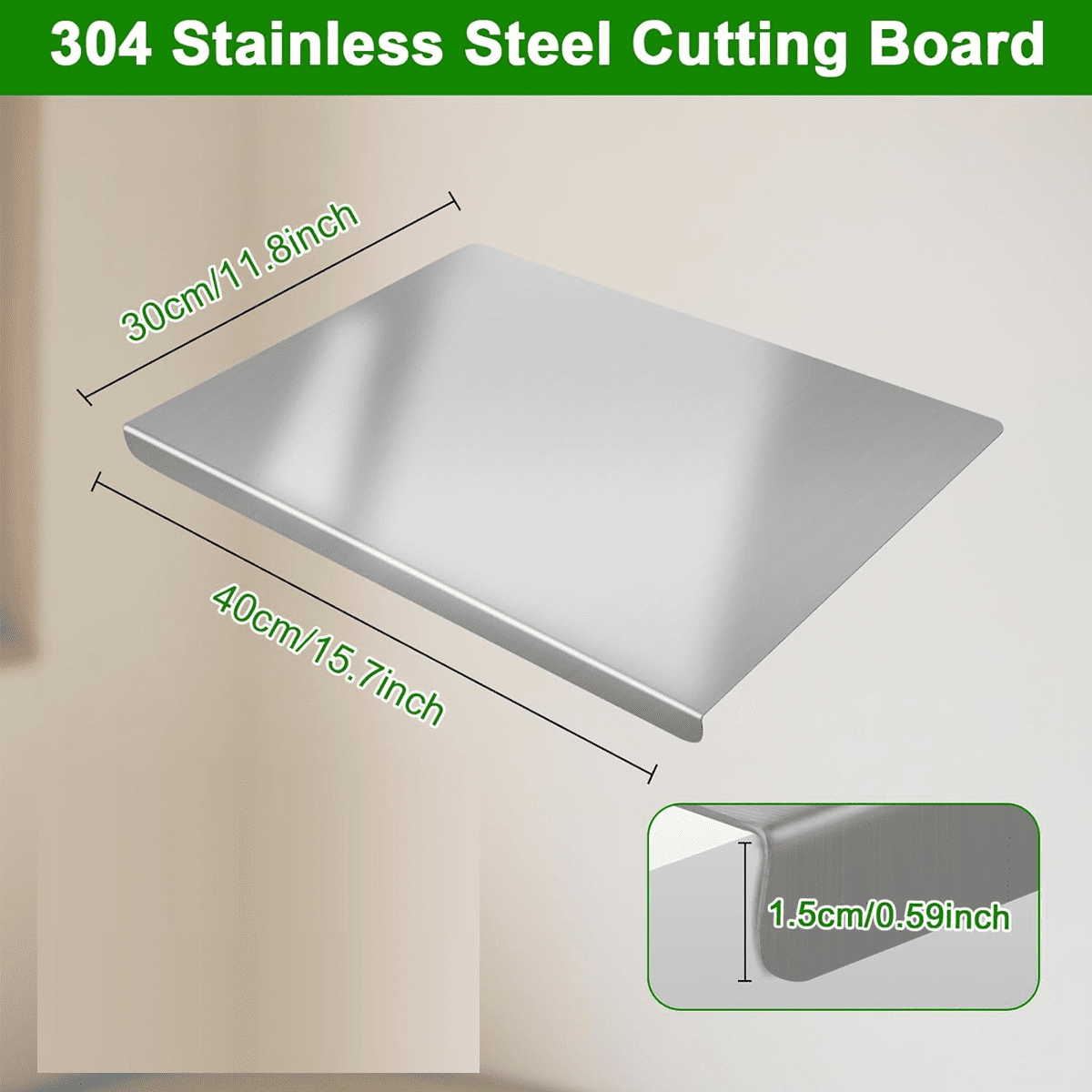 Stainless Steel Cutting Boards for Kitchen, Kneading Cutting Board Mats, Ideal for Meat, Fruits, Vegetables, Bread, and Baking Silver